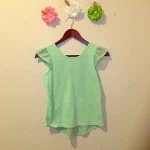 Mint green short sleeve blouse